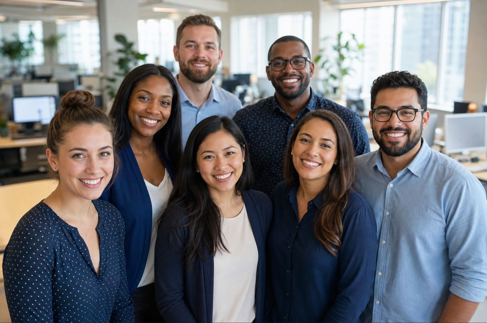 A medical billing team working together in a bright office